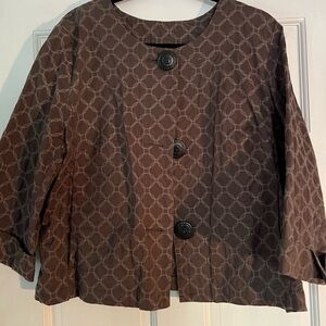 J. Jill Chocolate Geometric Patterned Jacket